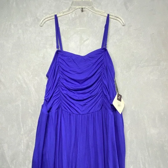 Ava & Viv Womens Purple Smocked Wide Leg Jumpsuit Plus Size 2X - Picture 2 of 16